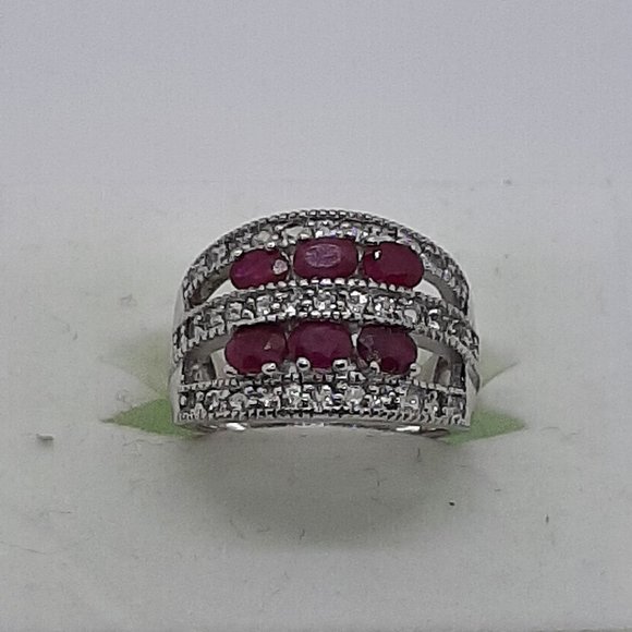 Ruby & Topaz Sterling Silver Ring - Picture 1 of 3